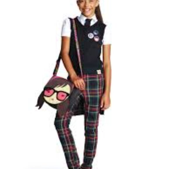 Rare HTF Target Harajuku Mini Girls Zipper Punk Plaid Pants + Skirt Wrap Size 7